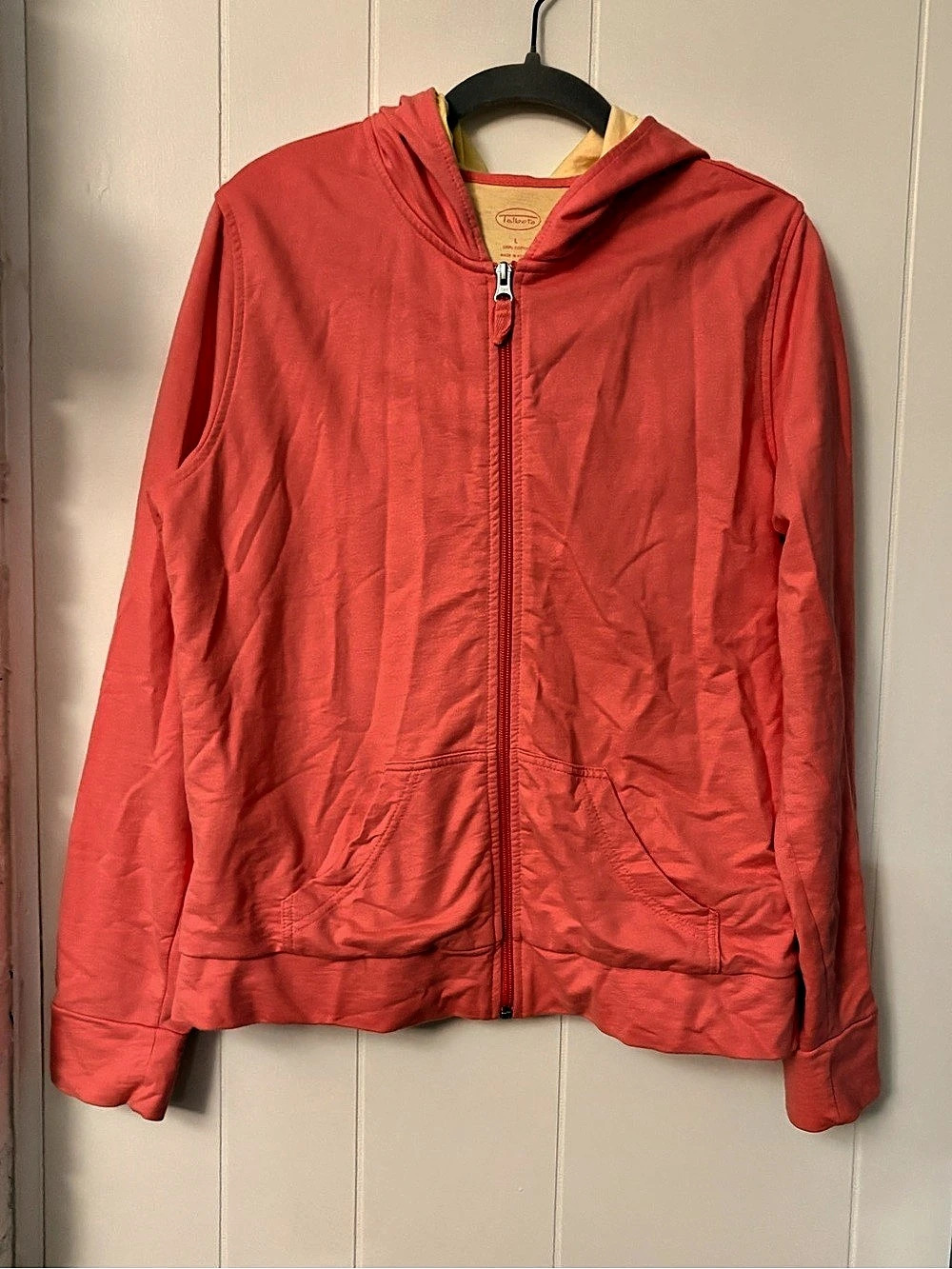 Talbots Cotton Hooded Zip Jacket in Orange & Yellow